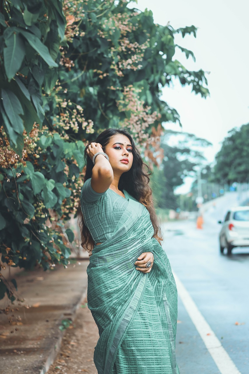 woman, sari, fashion, saree, traditional, clothing, silk, cotton, dress, female, girl, beautiful, model, pose, indian, outdoors, portrait, india